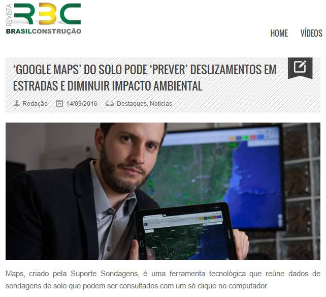 foto - Suporte na Mídia -  Revista RBC - ''Google Maps do solo promete revolucionar o mercado de infra-estrutura no país''.