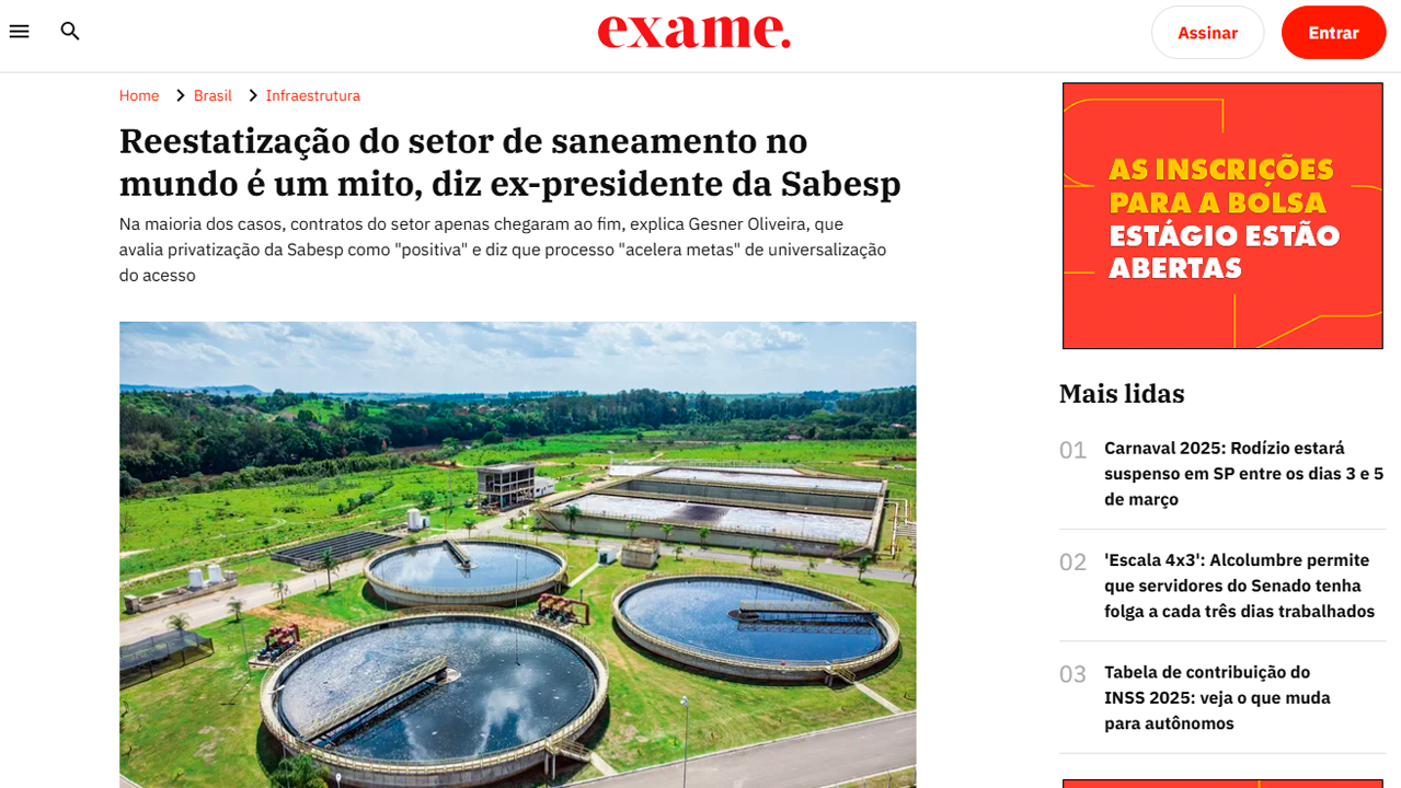 foto - Exame Infra - Gesner Oliveira -  Reestatização do saneamento no mundo é um mito, afirma ex-presidente da Sabesp