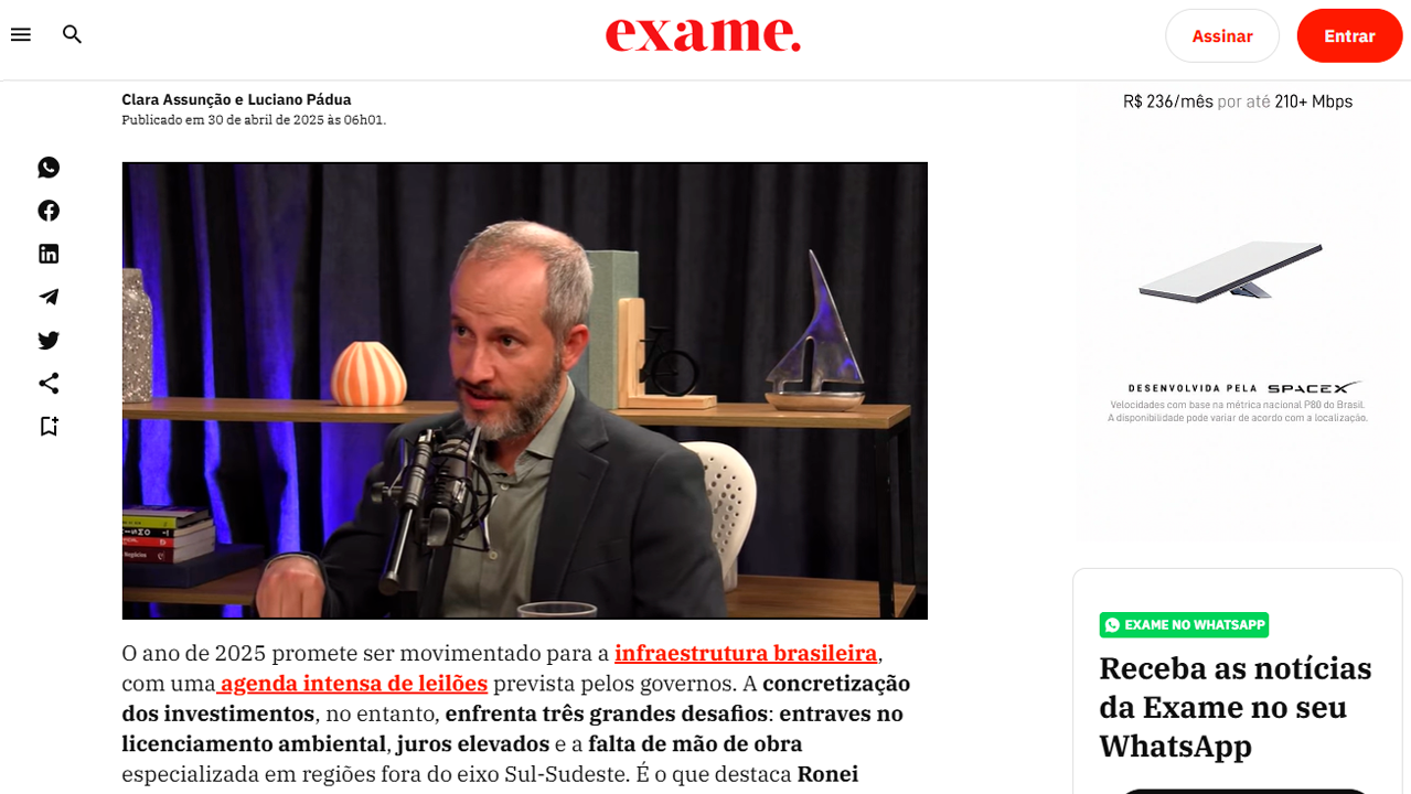 foto - EXAME Infra - Infraestrutura brasileira enfrenta entraves: licenciamento ambiental, juros altos e escassez de mão de obra especializada
