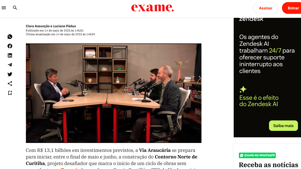 foto - Via Araucária fará 75 km de duplicações por ano e promete 'novo patamar logístico' ao Paraná, diz Santillán – e Suporte marca presença no debate.