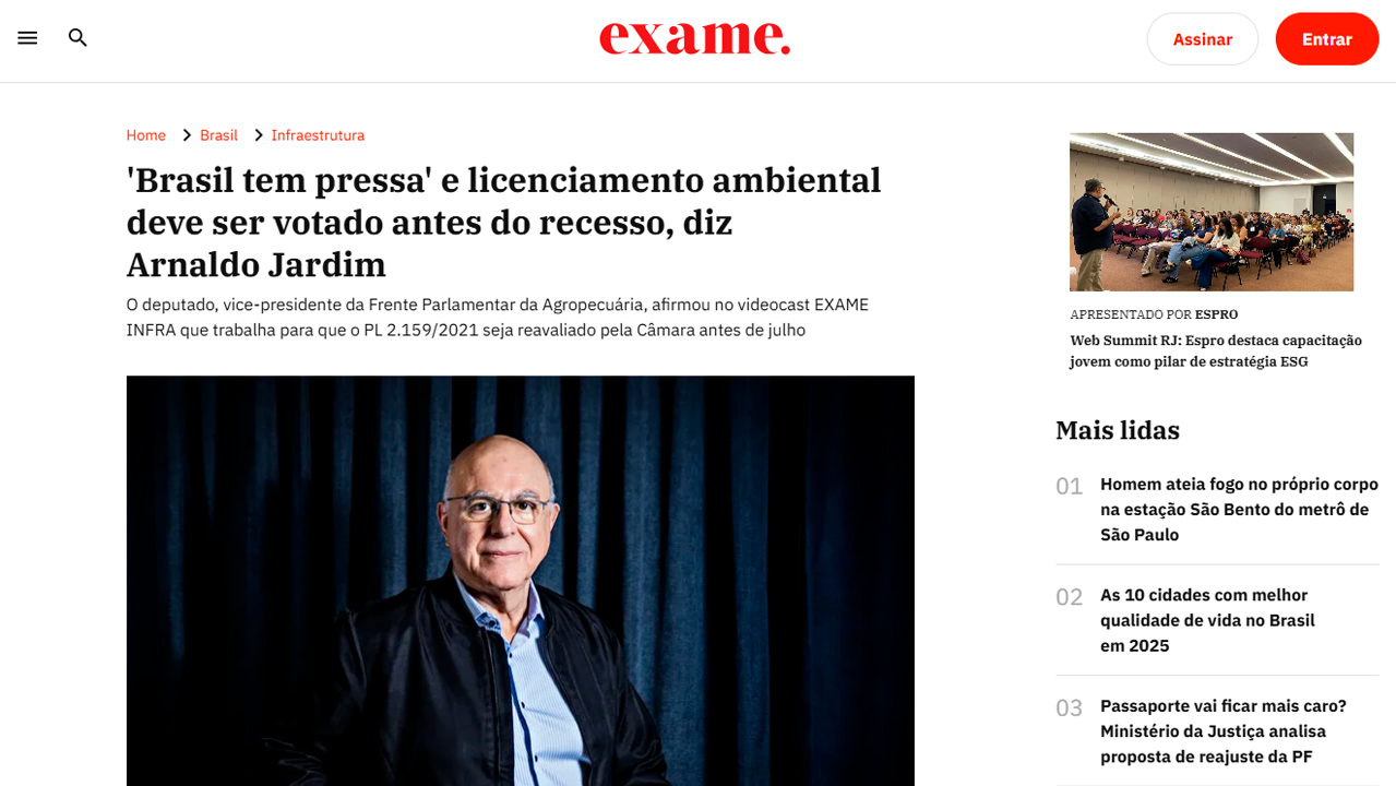 foto - Brasil tem pressa e licenciamento ambiental deve ser votado antes do recesso, diz Arnaldo Jardim
