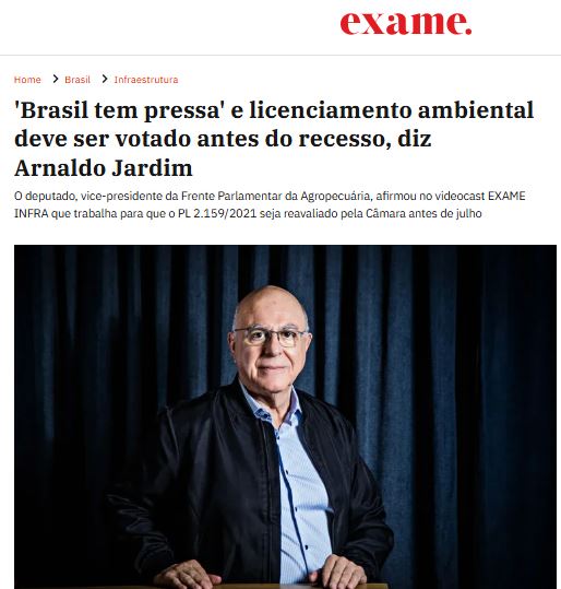 foto - Brasil tem pressa e licenciamento ambiental deve ser votado antes do recesso, diz Arnaldo Jardim