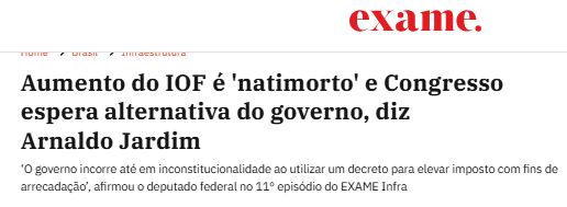 foto - Aumento do IOF é 'natimorto' e Congresso espera alternativa do governo, diz Arnaldo Jardim