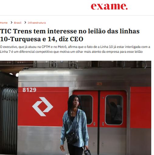 foto - TIC Trens tem interesse no leilão das linhas 10-Turquesa e 14, diz CEO