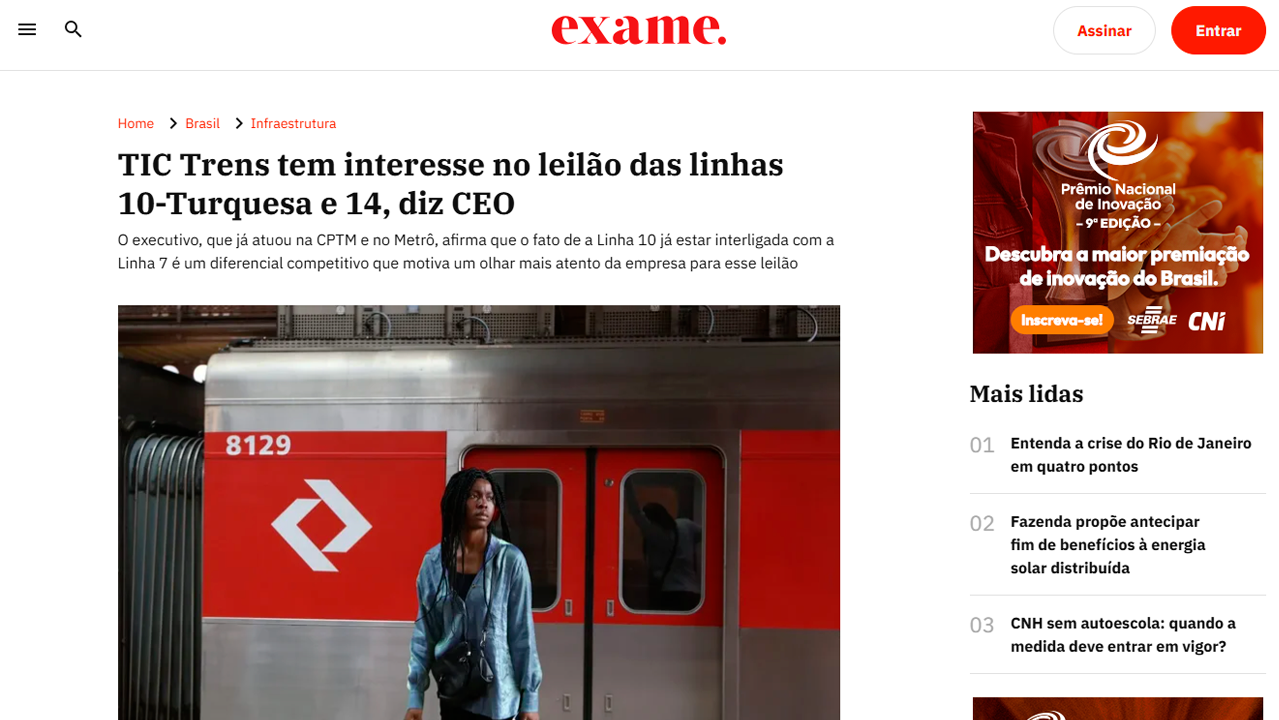 foto - Suporte na Imprensa - “TIC Trens tem interesse no leilão das Linhas 10 ‑ Turquesa e 14 - Ônix” diz Pedro Moro, CEO da TIC.