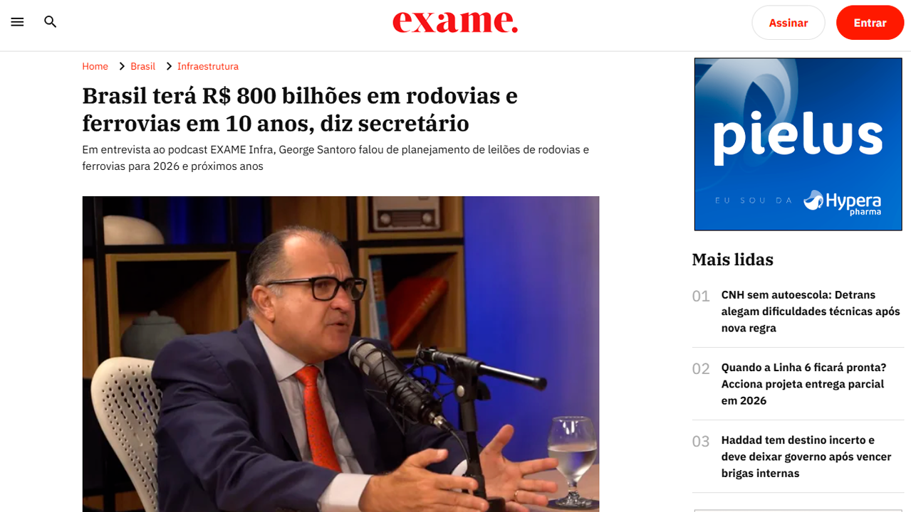 foto - Suporte Na Imprensa – Brasil deve investir R$ 800 bilhões em rodovias e ferrovias nos próximos 10 anos, diz secretário