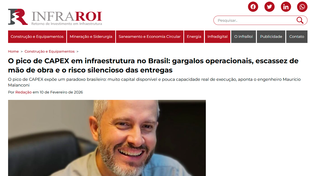 foto - Suporte Na Imprensa – O pico de CAPEX em infraestrutura no Brasil: gargalos operacionais, escassez de mão de obra e o risco silencioso das entregas
