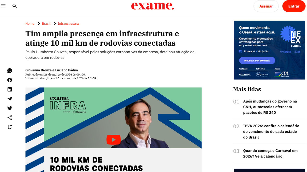 foto - Suporte Na Imprensa – TIM amplia presença em infraestrutura e atinge 10 mil km de rodovias conectadas