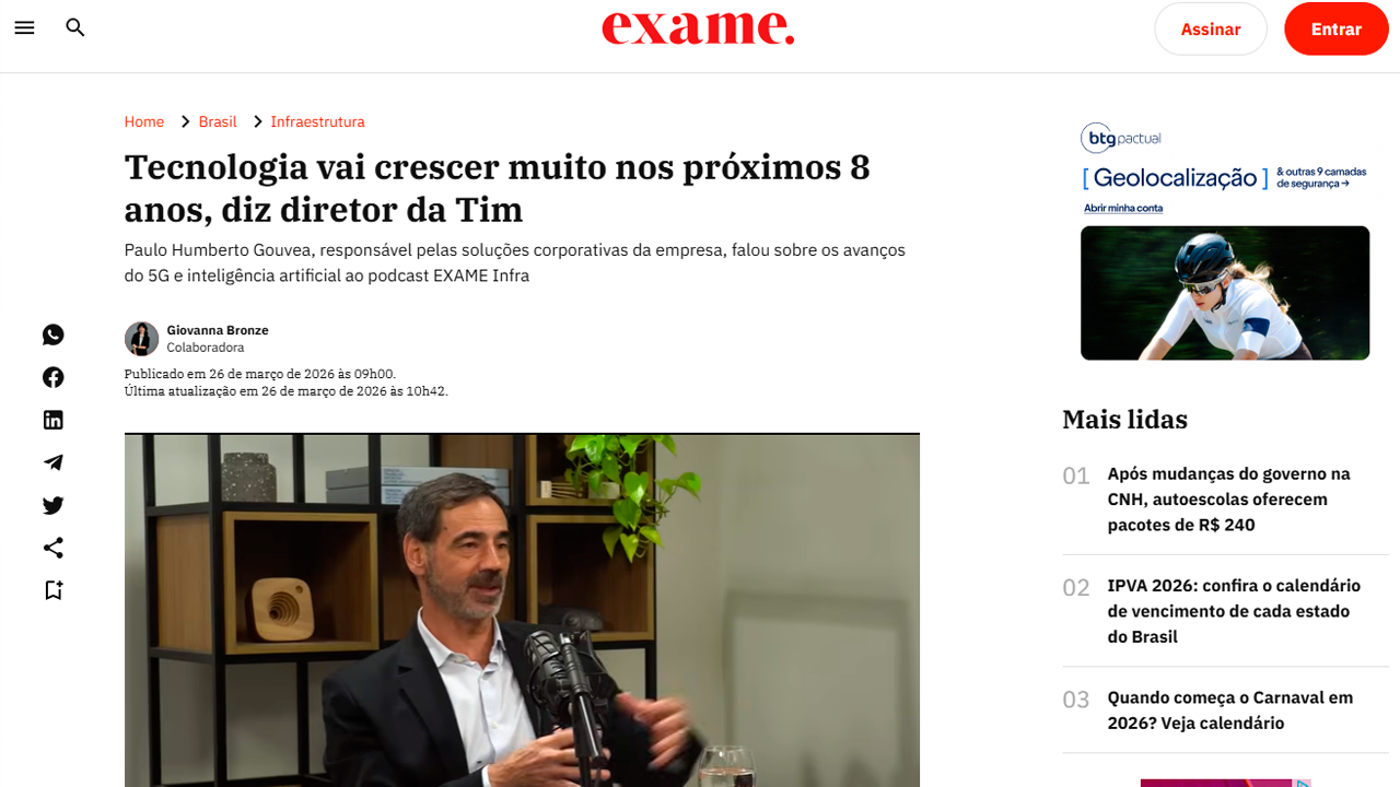 foto - Suporte Na Imprensa – Tecnologia deve crescer fortemente nos próximos 8 anos, aponta diretor da TIM