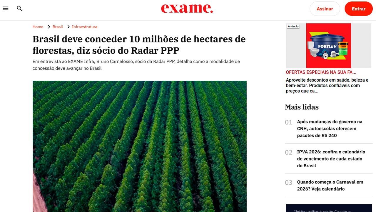 foto - Suporte Na Imprensa – Brasil deve conceder 10 milhões de hectares de florestas, aponta sócio da Radar PPP