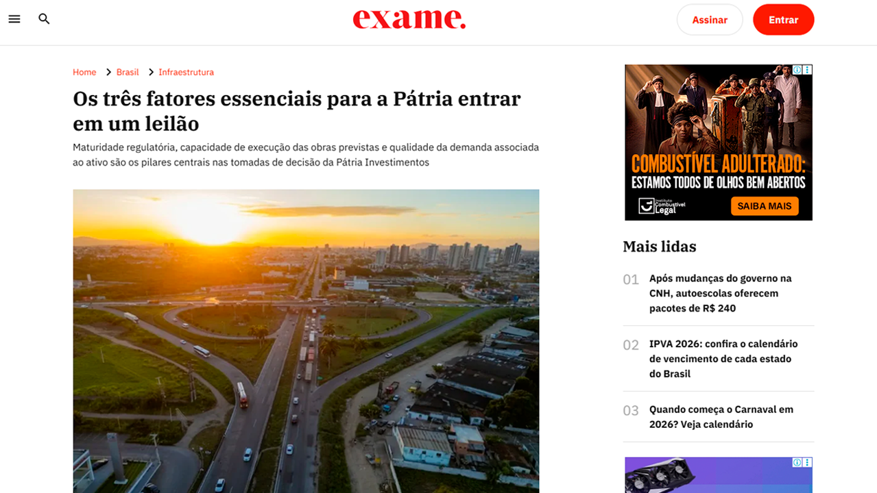 foto - Suporte Na Imprensa – Os três fatores essenciais para o Pátria participar de um leilão de infraestrutura