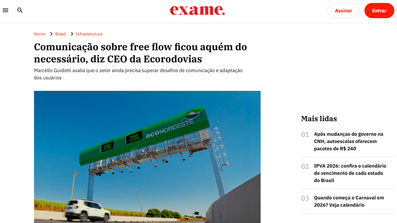 foto - Suporte Na Imprensa – Comunicação sobre Free Flow ficou aquém do necessário, diz CEO da EcoRodovias