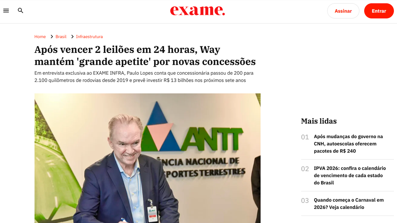 foto - Suporte Na Imprensa – Após vencer 2 leilões em 24 horas, Way mantém grande apetite por novas concessões